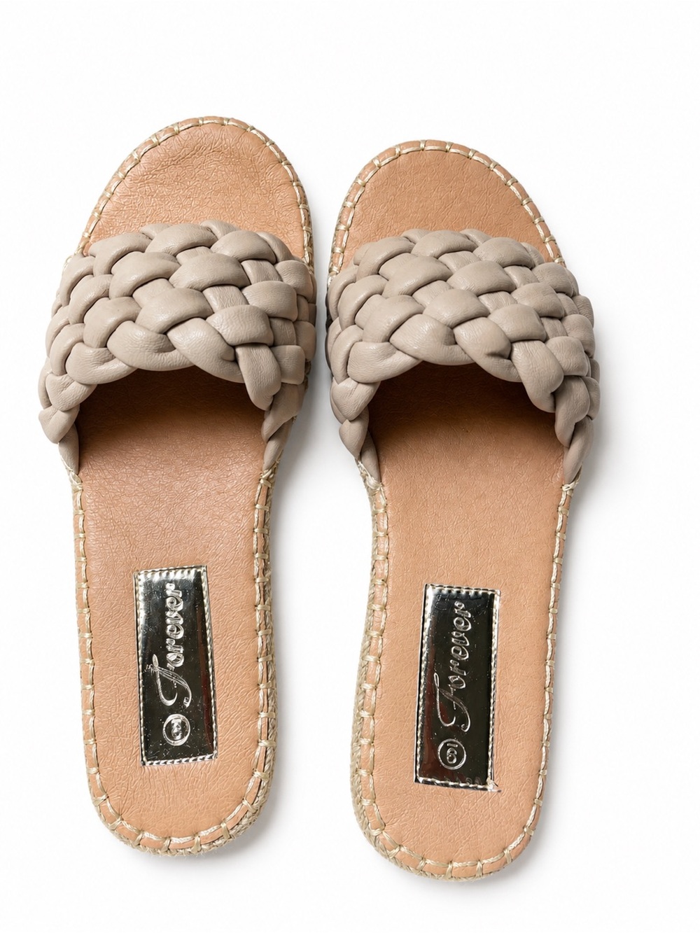 Forever Braided Slide Sandals in Taupe